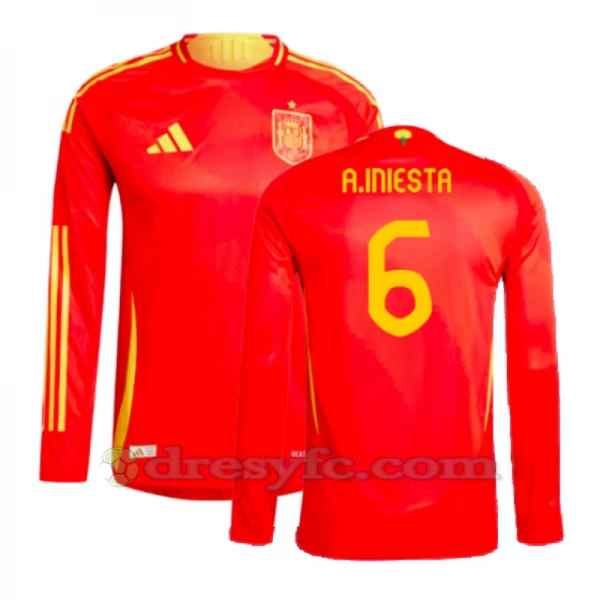A. Iniesta #6 Fotbalové Dresy Španělsko Mistrovství Evropy 2024 Domácí Dres Mužské Dlouhý Rukáv