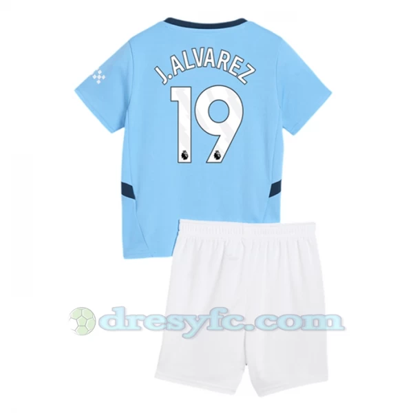 Dětské Fotbalové Dresy Manchester City J. Alvarez #19 2024-25 Domácí Dres Komplet