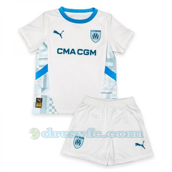 Dětské Fotbalové Dresy Olympique de Marseille 2024-25 Domácí Dres Komplet