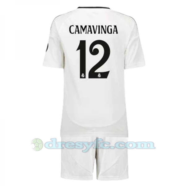 Dětské Fotbalové Dresy Real Madrid Eduardo Camavinga #12 2024-25 Domácí Dres Komplet