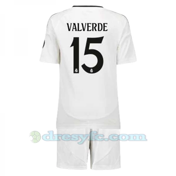 Dětské Fotbalové Dresy Real Madrid Federico Valverde #15 2024-25 Domácí Dres Komplet