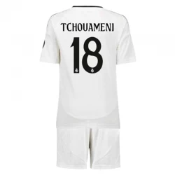 Dětské Fotbalové Dresy Real Madrid Tchouameni #18 2024-25 Domácí Dres Komplet