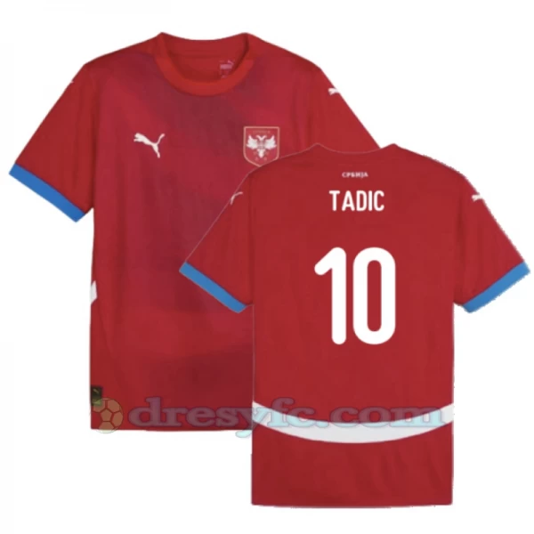 Dušan Tadić #10 Fotbalové Dresy Srbsko Mistrovství Evropy 2024 Domácí Dres Mužské