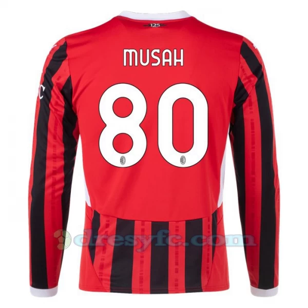 Fotbalové Dresy AC Milan Musah #80 2024-25 Domácí Dres Mužské Dlouhý Rukáv