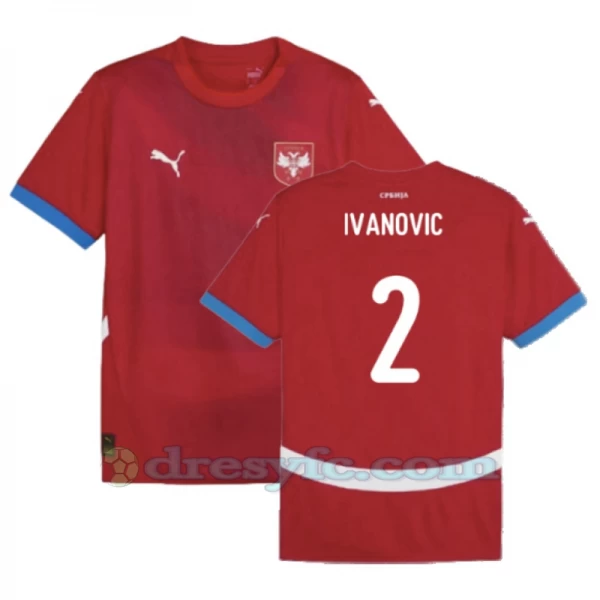 Ivanovic #2 Fotbalové Dresy Srbsko Mistrovství Evropy 2024 Domácí Dres Mužské