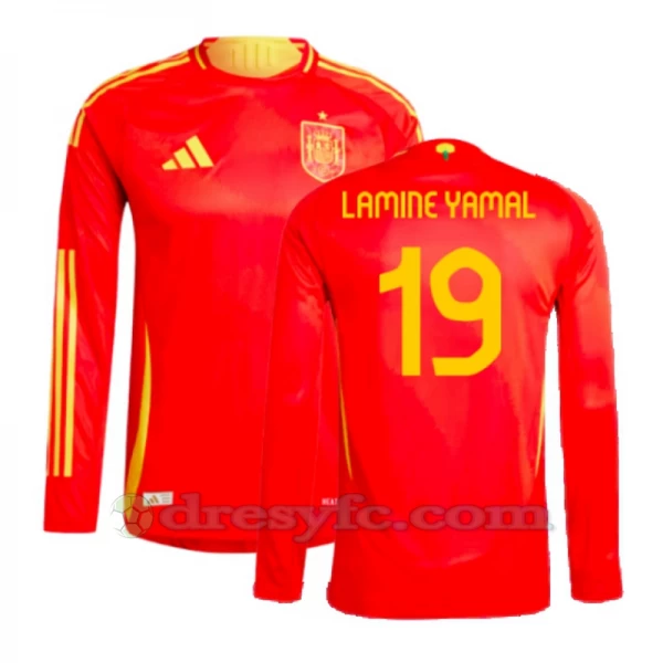 Lamine Yamal #19 Fotbalové Dresy Španělsko Mistrovství Evropy 2024 Domácí Dres Mužské Dlouhý Rukáv