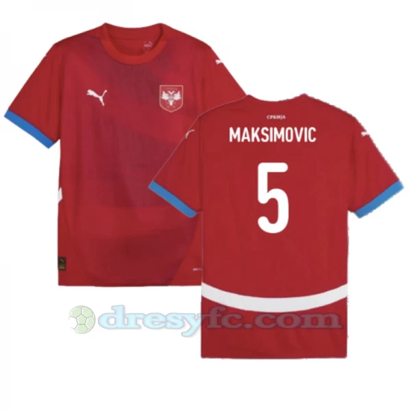Maksimovic #5 Fotbalové Dresy Srbsko Mistrovství Evropy 2024 Domácí Dres Mužské