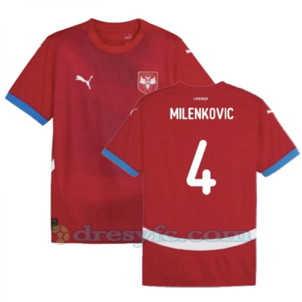 Milenkovic #4 Fotbalové Dresy Srbsko Mistrovství Evropy 2024 Domácí Dres Mužské