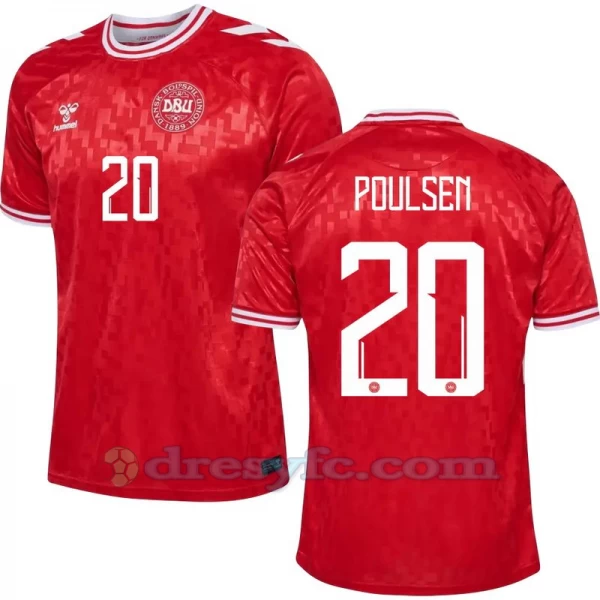 Poulsen #20 Fotbalové Dresy Dánsko Mistrovství Evropy 2024 Domácí Dres Mužské